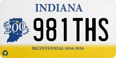 IN license plate 981THS