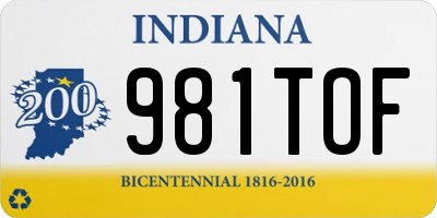 IN license plate 981TOF