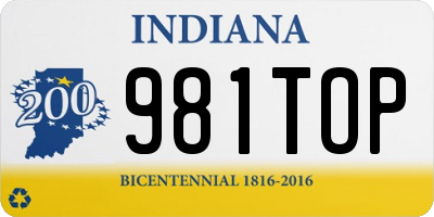 IN license plate 981TOP
