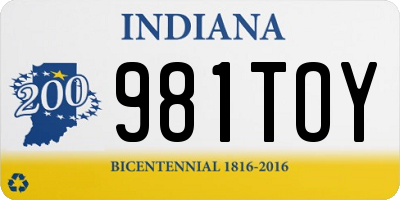 IN license plate 981TOY