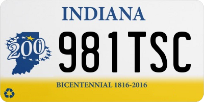 IN license plate 981TSC