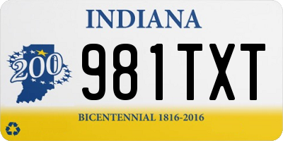 IN license plate 981TXT