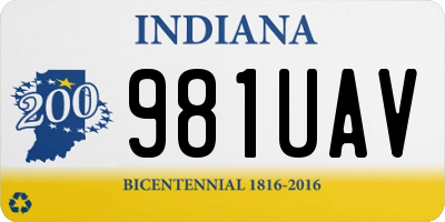 IN license plate 981UAV