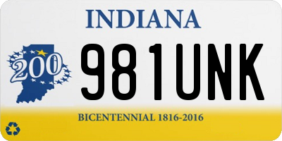 IN license plate 981UNK