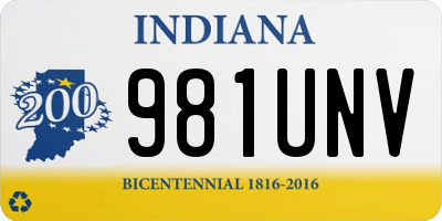 IN license plate 981UNV