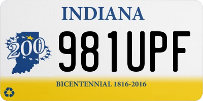 IN license plate 981UPF