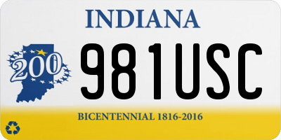 IN license plate 981USC