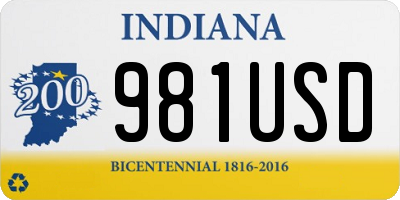 IN license plate 981USD