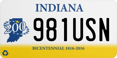 IN license plate 981USN