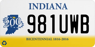 IN license plate 981UWB