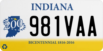 IN license plate 981VAA