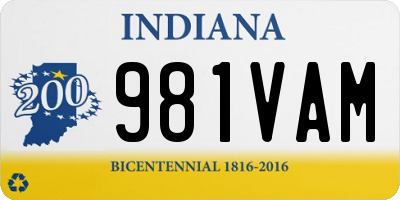 IN license plate 981VAM