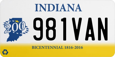 IN license plate 981VAN