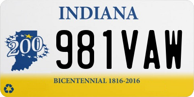 IN license plate 981VAW