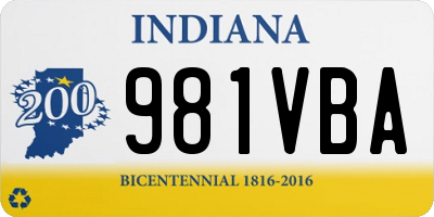 IN license plate 981VBA