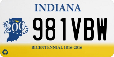 IN license plate 981VBW