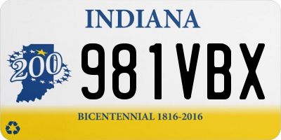 IN license plate 981VBX
