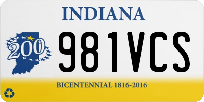 IN license plate 981VCS