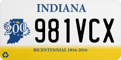 IN license plate 981VCX