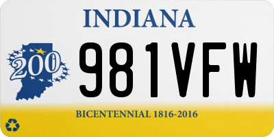 IN license plate 981VFW