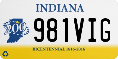 IN license plate 981VIG