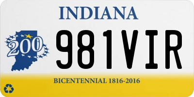 IN license plate 981VIR