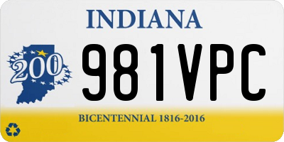 IN license plate 981VPC