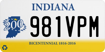 IN license plate 981VPM
