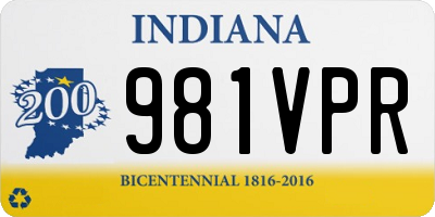 IN license plate 981VPR