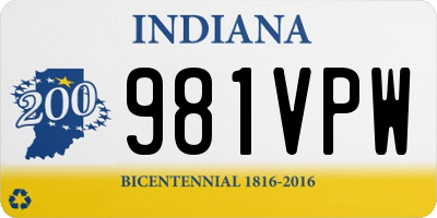 IN license plate 981VPW