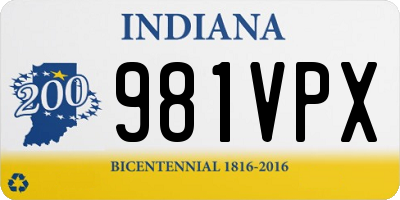 IN license plate 981VPX