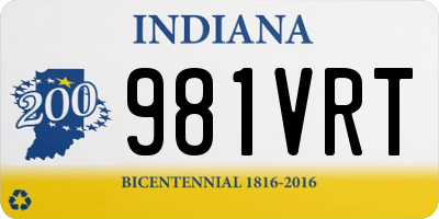 IN license plate 981VRT