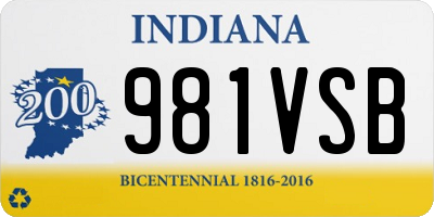 IN license plate 981VSB