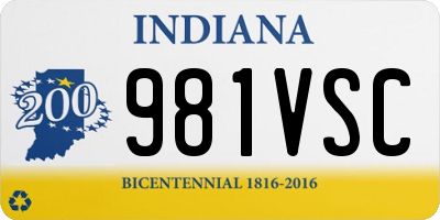IN license plate 981VSC