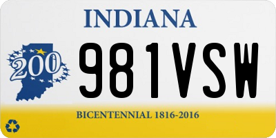 IN license plate 981VSW