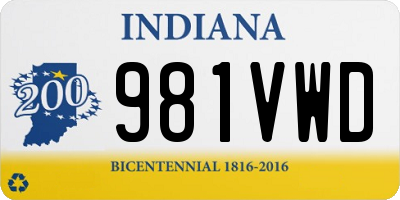 IN license plate 981VWD
