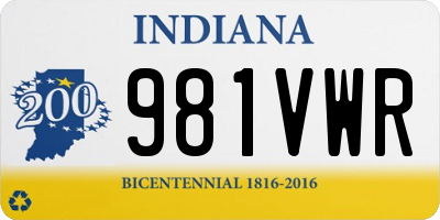 IN license plate 981VWR
