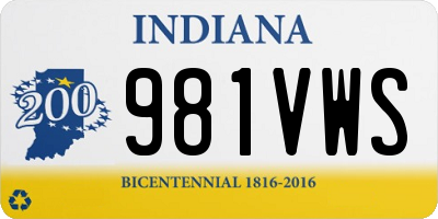 IN license plate 981VWS