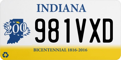 IN license plate 981VXD