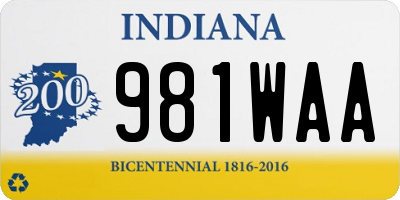 IN license plate 981WAA