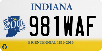 IN license plate 981WAF