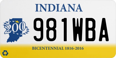 IN license plate 981WBA