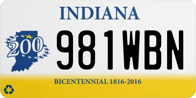 IN license plate 981WBN