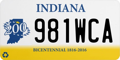 IN license plate 981WCA