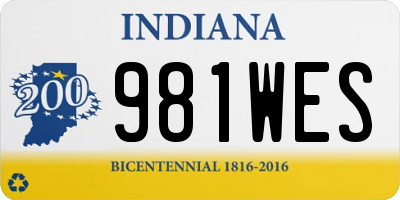 IN license plate 981WES