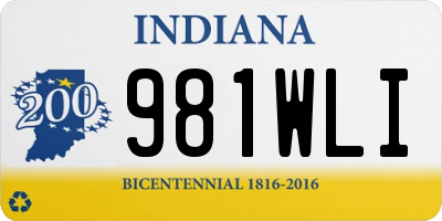 IN license plate 981WLI