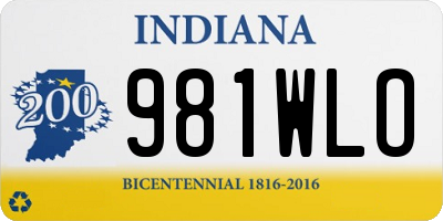 IN license plate 981WLO