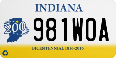 IN license plate 981WOA