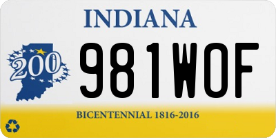 IN license plate 981WOF