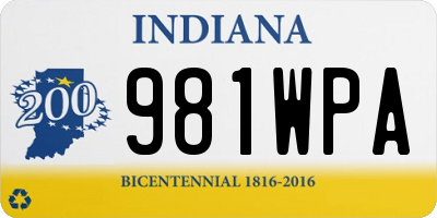 IN license plate 981WPA